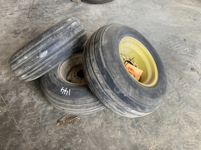 (3) 11L155L tires on steel rims
